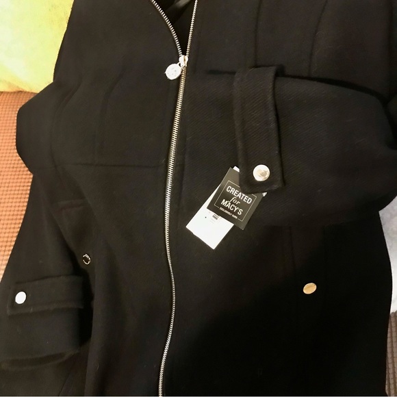 Black Michael Kors Hooded Notched-Collar Coat, Created by Macys - Picture 5 of 16